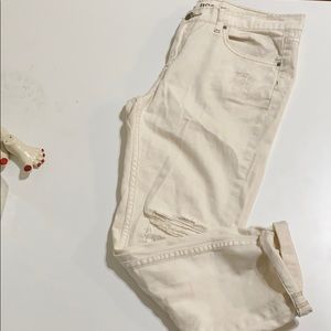 BDG cream distressed slim boyfriend jeans